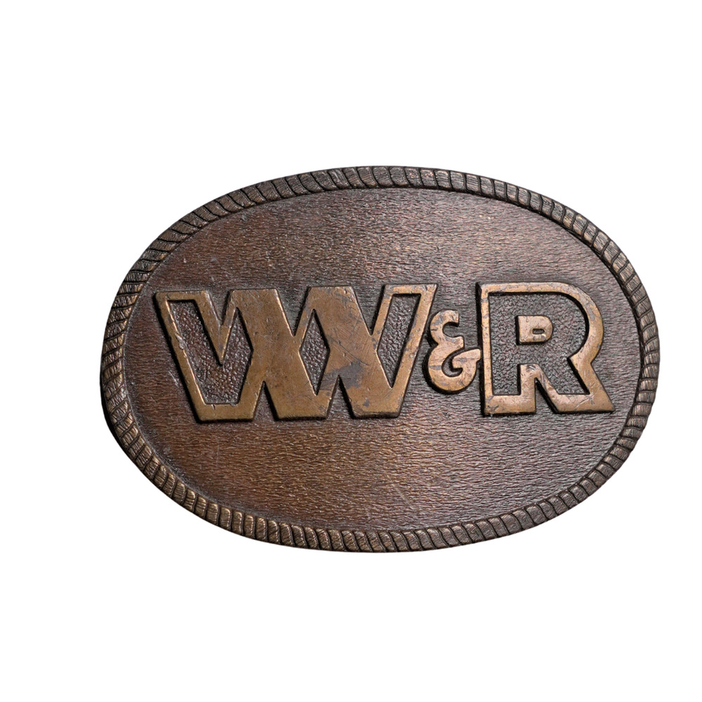 Vintage Brass Belt Buckle W&R Logo – R&M Industries USA – Western Cowboy Rodeo